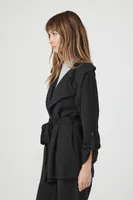 Women's Tie-Waist Trench Coat in Black Large