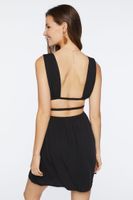 Women's Plunging Strappy Mini Dress in Black Medium