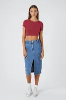 Women's Rib-Knit Cropped T-Shirt