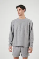 Men Ribbed Knit Heathered Drawstring Sweatshorts in Heather Grey Small