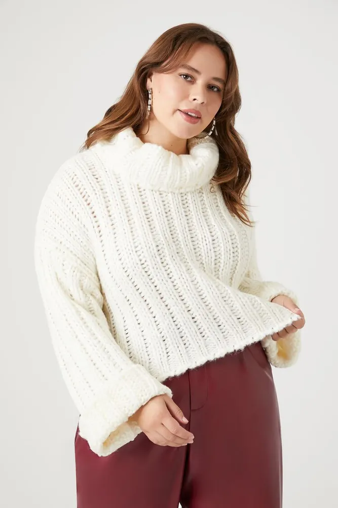 Women's Ribbed Turtleneck Sweater Vanilla,