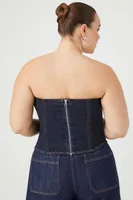 Women's Denim Tube Top in Dark Denim, 0X