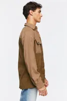 Men Colorblock Corduroy Shirt in Khaki Medium