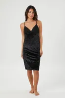 Women's Velvet Cami Slip Dress in Black Small