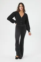 Women's Cropped Cardigan Sweater in Black, XS