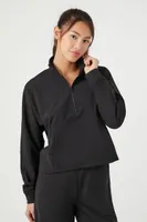 Women's Active Half-Zip Funnel Neck Jacket in Black Large