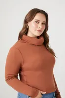 Women's Sweater-Knit Turtleneck Top in Chestnut, 3X