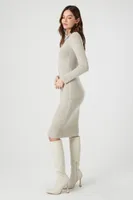 Women's Sweater-Knit Midi Dress in Oatmeal, XL