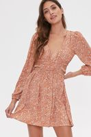 Women's Paisley Print Mini Dress in Amber/Cream Large