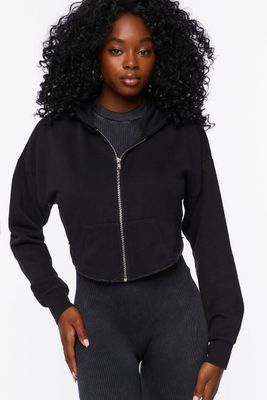 Women's French Terry Zip-Up Hoodie in Black Large
