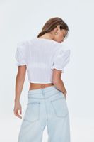 Women's Plunging Tie-Front Crop Top in White Medium