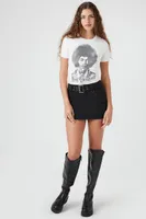 Women's Jimi Hendrix Graphic Baby T-Shirt in Cream/Black, XS