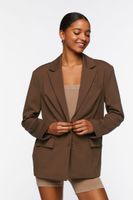 Women's Peak Lapel Single-Breasted Blazer in Dark Brown Small