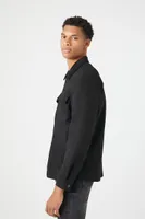 Men Faux Suede Drop-Sleeve Shirt in Black Small