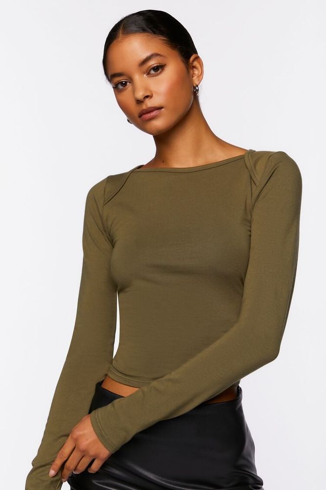 Women's Ruched Long-Sleeve T-Shirt