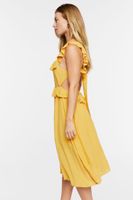 Women's Ruffle Tie-Back Midi Dress Yellow Gold