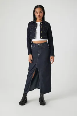 Women's Denim Maxi Slit Skirt Small