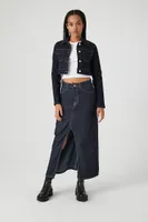 Women's Denim Maxi Slit Skirt Medium