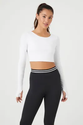 Women's Active Crisscross Cutout Crop Top in White Large