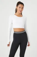 Women's Active Crisscross Cutout Crop Top in White Large