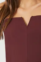 Women's Twill V-Wire Tube Top in Wine Small