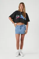 Women's Los Angeles Graphic Cropped T-Shirt in Black, XL