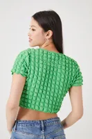 Women's Textured Cutout Crop Top Small