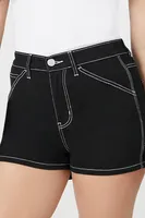 Women's Twill Contrast-Seam Shorts in Black Medium