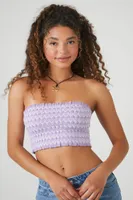 Women's Sweater-Knit Geo Cropped Tube Top Dusty Lavender