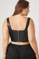 Women's Faux Leather Crop Top Black,