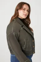 Women's Faux Leather Moto Jacket in Grey, 1X