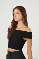 Women's Sweater-Knit Off-the-Shoulder Top Black