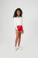 Girls French Terry Shorts (Kids) in Red/White, 11/12