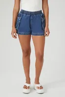 Women's Retro High-Rise Denim Shorts Dark