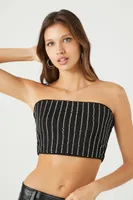 Women's Rhinestone Tube Top in Black Large