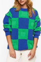 Women's Fuzzy Checkered Sweater