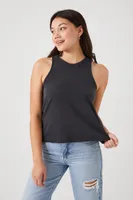 Women's Mineral Wash Crew Tank Top in Black Large