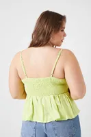 Women's Smocked Flounce Cami Honeydew,