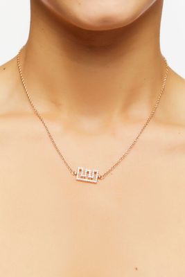 Women's Rhinestone Initial Pendant Necklace in Gold/E