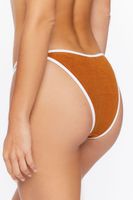 Women's Contrast-Trim High-Leg Bikini Bottoms in Maple Large