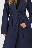 Women's Belted Denim Trench Coat Dark