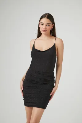 Women's Cowl Neck Cami Bodycon Mini Dress in Black Large