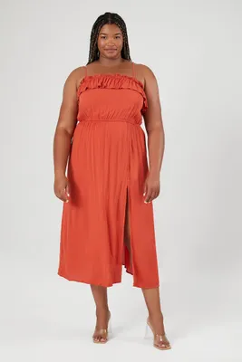 Women's Ruffle Cami Maxi Dress Rust,