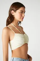 Women's Pleated Halter Bralette in Vanilla, XL