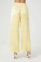 Women's Satin Wide-Leg Pants in Yellow, XS