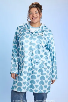 Women's Hello Kitty Rain Jacket Light Blue,