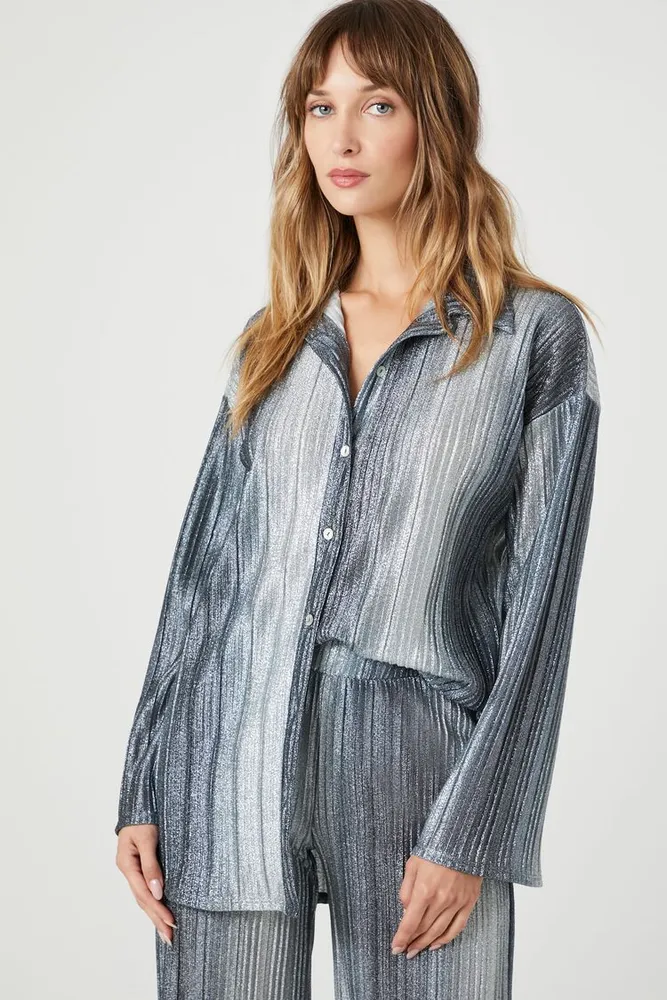 Women's Gradient Striped Shirt Grey