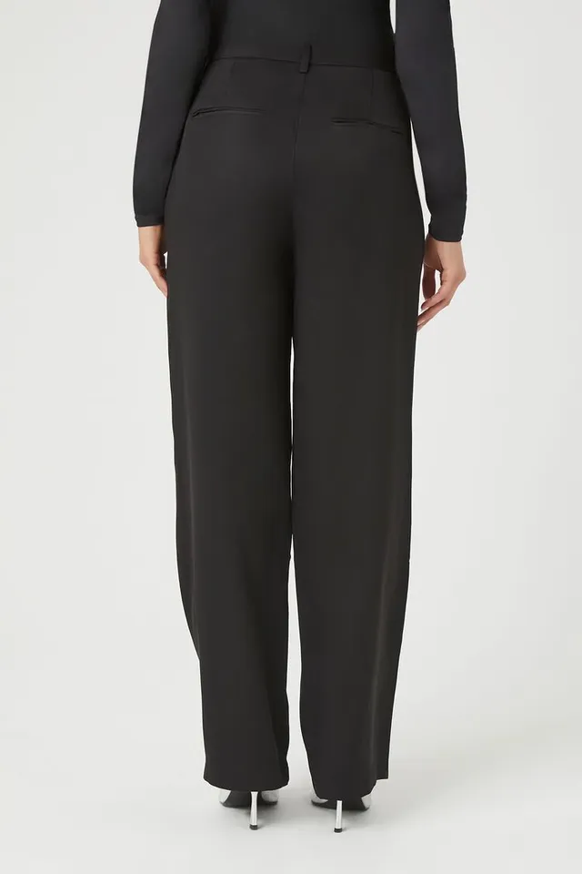 Forever 21 Women's Straight-Leg Trouser Pants in Black Large