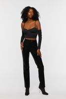 Women's Bustier Open-Shoulder Crop Top in Black Medium