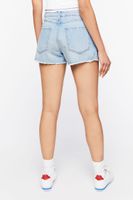 Women's Frayed Zipper-Trim Denim Shorts in Light Denim, 26